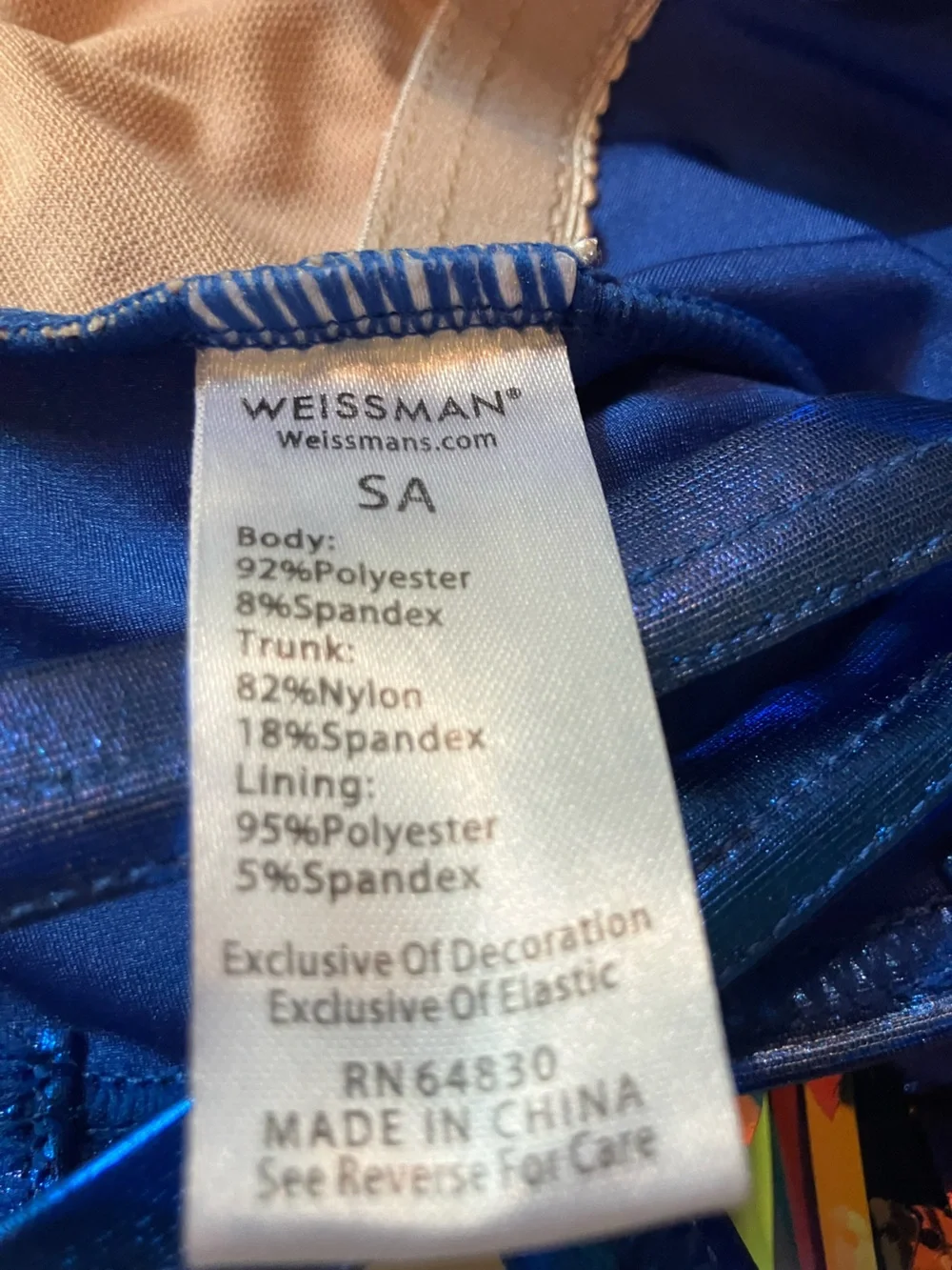 Weissman Iridescent Sequin Fringe Dance Costume Dress Blue Leotard AS